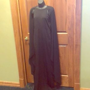 Black Sleeveless Dress with flower my sleeves.